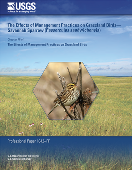 The Effects of Management Practices on Grassland Birds—Savannah Sparrow (Passerculus Sandwichensis)