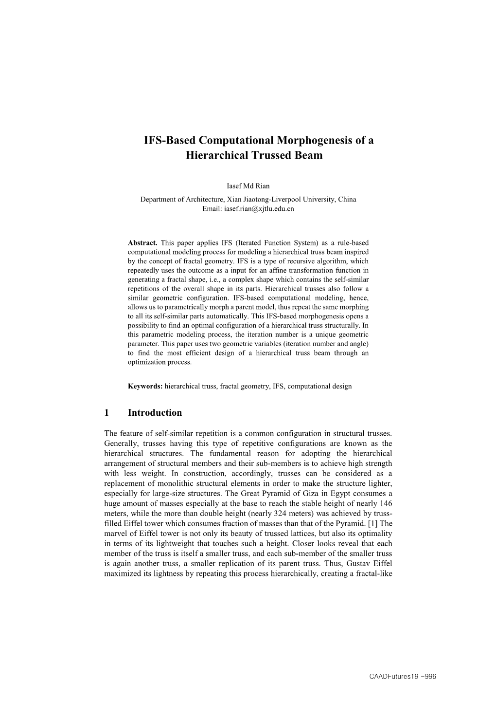 IFS-Based Computational Morphogenesis of a Hierarchical Trussed Beam