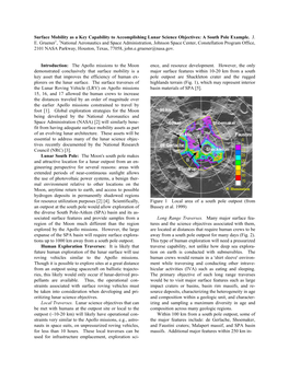 Surface Mobility As a Key Capability to Accomplishing Lunar Science Objectives: a South Pole Example