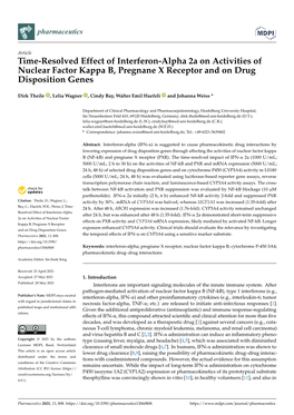 Time-Resolved Effect of Interferon-Alpha 2A on Activities of Nuclear Factor Kappa B, Pregnane X Receptor and on Drug Disposition Genes