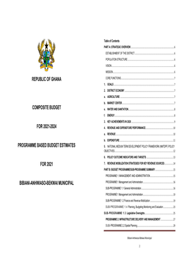 BIBIANI-ANHWIASO-BEKWAI MUNICIPAL PROGRAMME1: Management and Administration