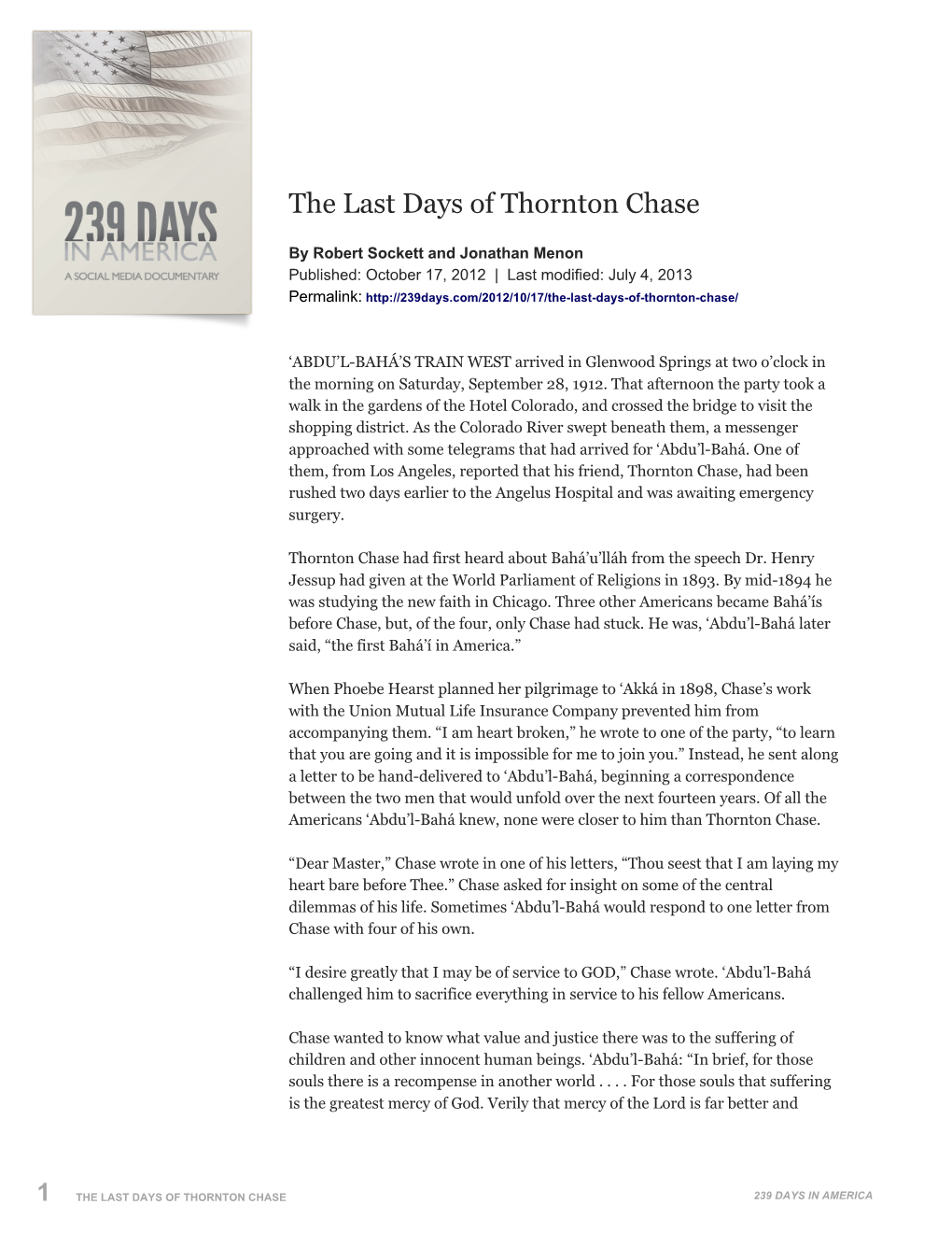 The Last Days of Thornton Chase