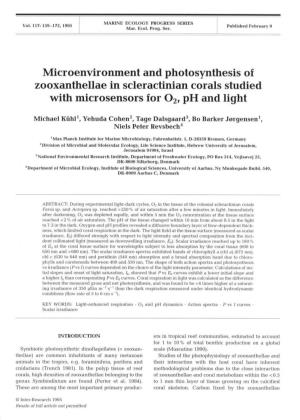 Microenvironment and Photosynthesis of Zooxanthellae in Scleractinian Corals Studied with Microsensors for 02, Ph and Light