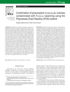 Confirmation of Presumptive Salmonella Colonies Contaminated