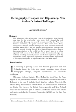 Demography, Diaspora and Diplomacy: New Zealand's Asian