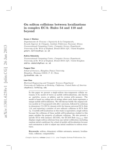 On Soliton Collisions Between Localizations in Complex ECA: Rules 54 and 110 and Beyond