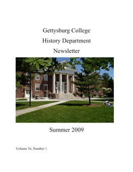 Gettysburg College History Department Newsletter Summer 2009