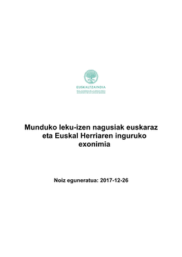 Munduko Leku-Izen Nagusiak Euskaraz Eta Euskal Herriaren Inguruko Exonimia