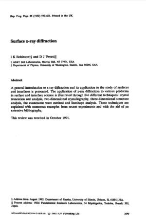 Surface X-Ray Diffraction