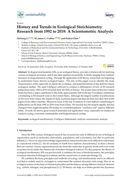 History and Trends in Ecological Stoichiometry Research from 1992 to 2019: a Scientometric Analysis