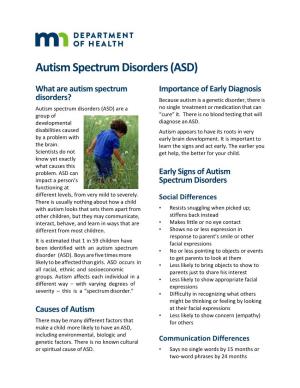 Autism Spectrum Disorder (ASD) Fact Sheet