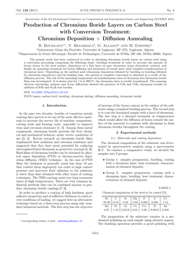 Production of Chromium Boride Layers on Carbon Steel with Conversion Treatment: Chromium Deposition + Diﬀusion Annealing R