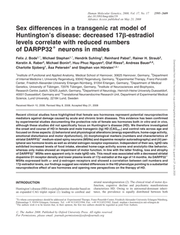 Sex Differences in a Transgenic Rat Model of Huntington's Disease