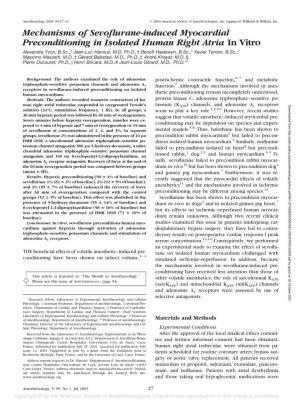 Mechanisms of Sevoflurane-Induced Myocardial Preconditioning In