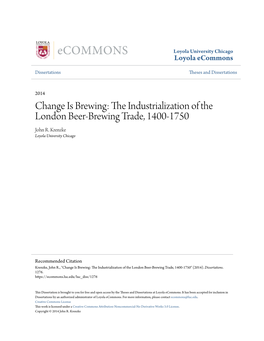 The Industrialization of the London Beer-Brewing