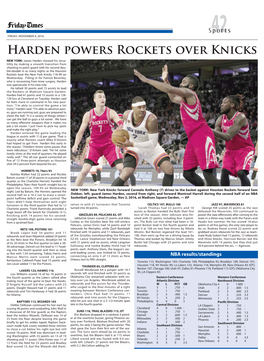 Harden Powers Rockets Over Knicks