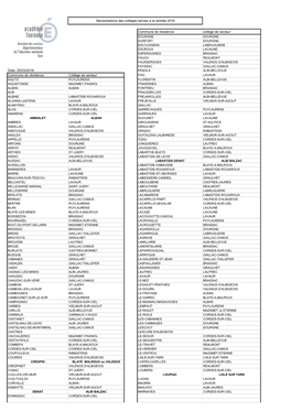 Sectorisation Collèges Par Commune-R2016