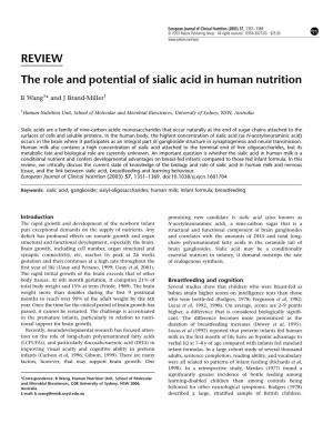 REVIEW the Role and Potential of Sialic Acid in Human Nutrition