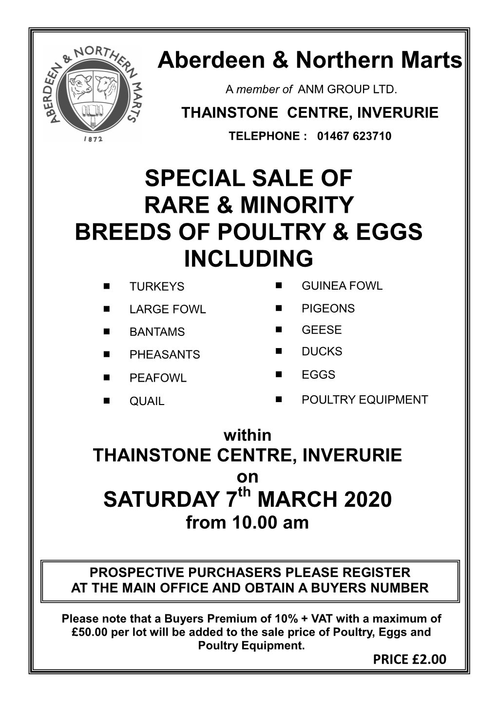 Aberdeen & Northern Marts SPECIAL SALE of RARE & MINORITY