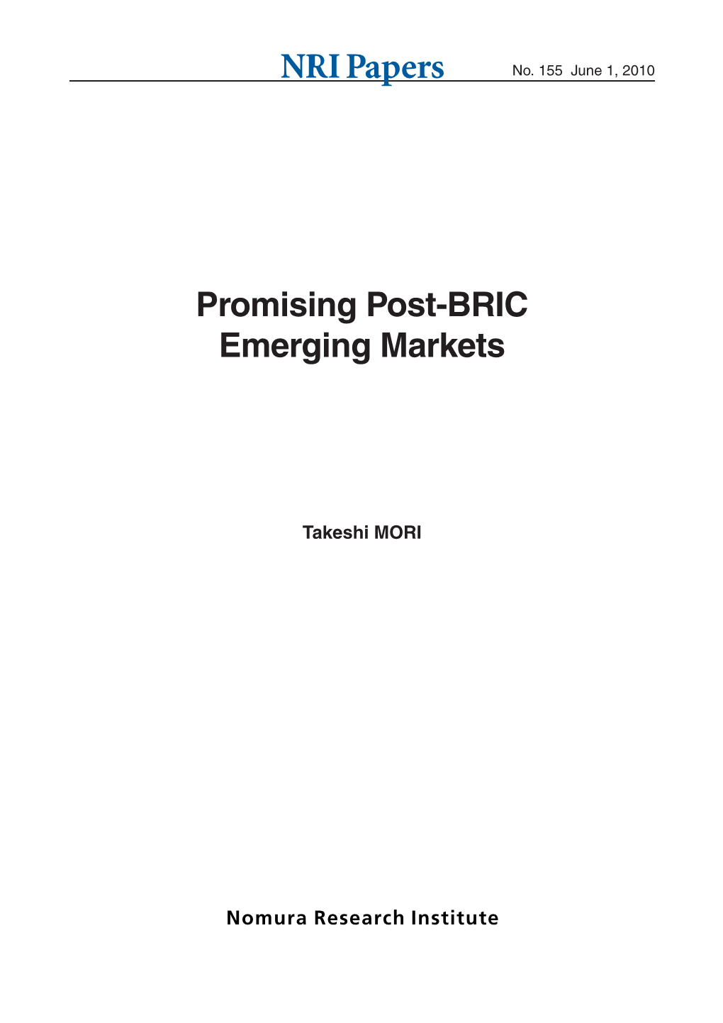 Promising Post-BRIC Emerging Markets