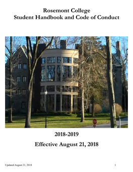 Rosemont College Student Handbook and Code of Conduct 2018-2019