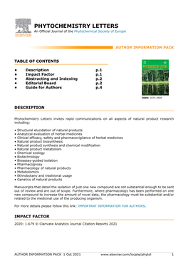 PHYTOCHEMISTRY LETTERS an Official Journal of the Phytochemical Society of Europe