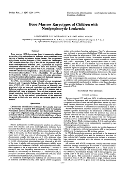 Bone Marrow Karyotypes of Children with Nonlymphocytic Leukemia