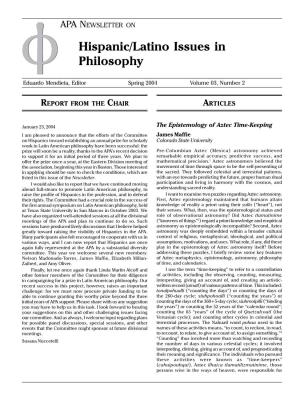 Hispanic/Latino Issues in Philosophy