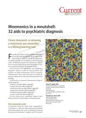 Mnemonics in a Mnutshell: 32 Aids to Psychiatric Diagnosis