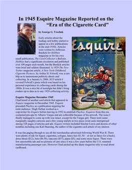 Era of the Cigarette Card”