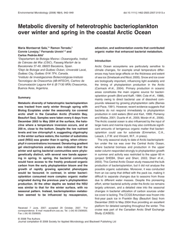 Metabolic Diversity of Heterotrophic Bacterioplankton Over Winter and Spring in the Coastal Arctic Ocean