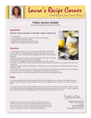 Paleo Lemon Sorbet