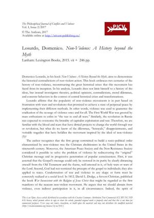 Losurdo, Domenico. Non-Violence: a History Beyond the Myth Lanham: Lexington Books, 2015