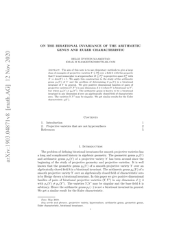 On the Birational Invariance of the Arithmetic Genus and Euler Characteristic3