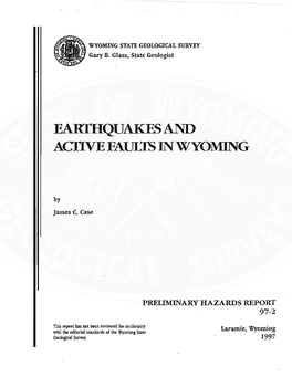 Earfhquakfsand ACITVEFAULTS in WYOMING
