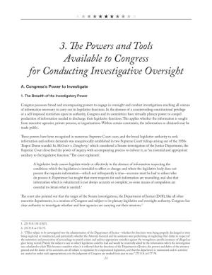 3. the Powers and Tools Available to Congress for Conducting Investigative Oversight A
