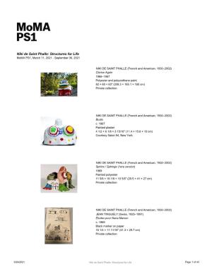 Niki De Saint Phalle: Structures for Life Moma PS1, March 11, 2021 - September 06, 2021