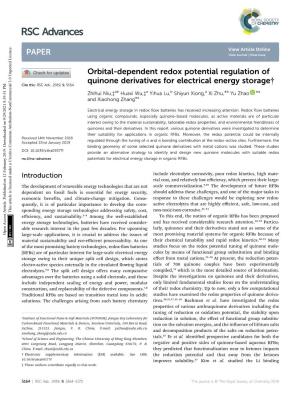 Orbital-Dependent Redox Potential Regulation of Quinone Derivatives For