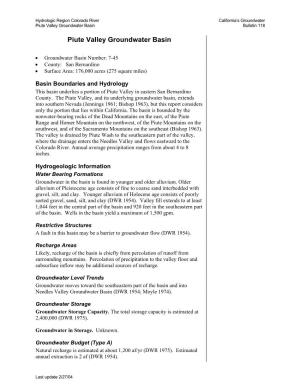 Piute Valley Groundwater Basin Bulletin 118