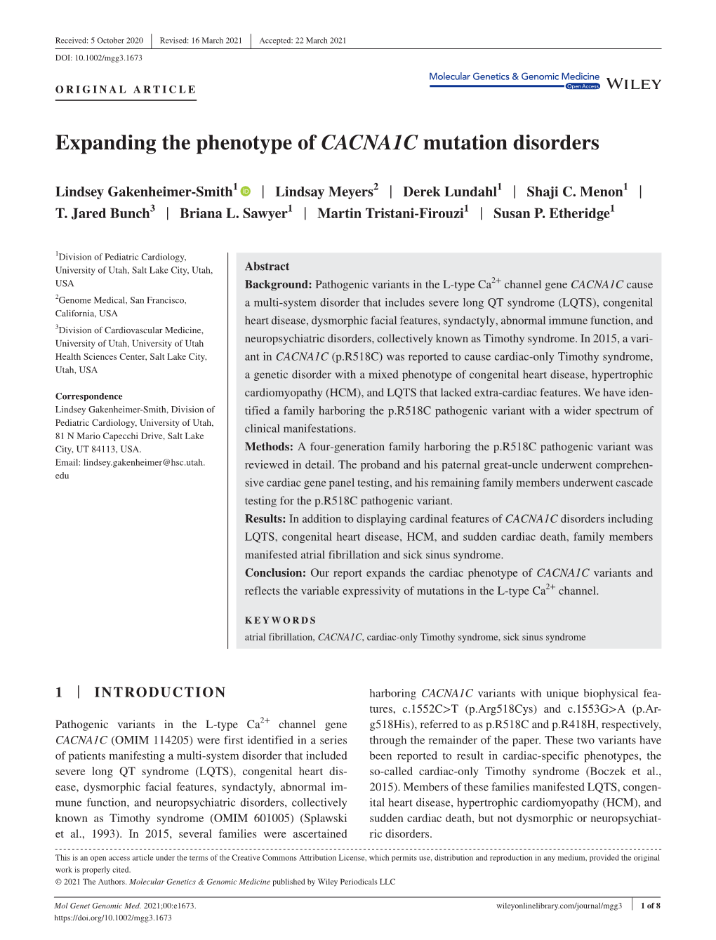 Expanding the Phenotype of CACNA1C Mutation Disorders