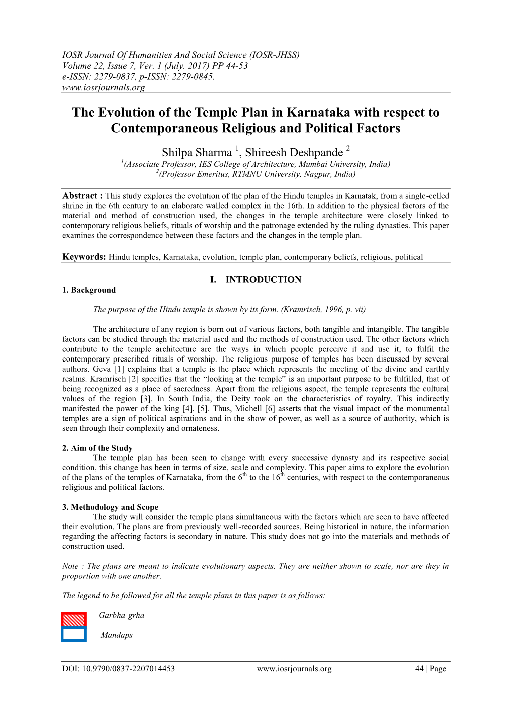 The Evolution of the Temple Plan in Karnataka with Respect to Contemporaneous Religious and Political Factors