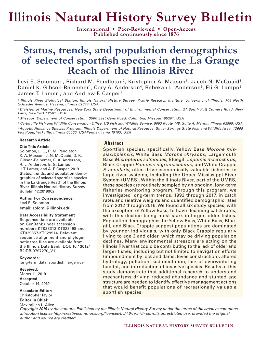 Illinois Natural History Survey Bulletin