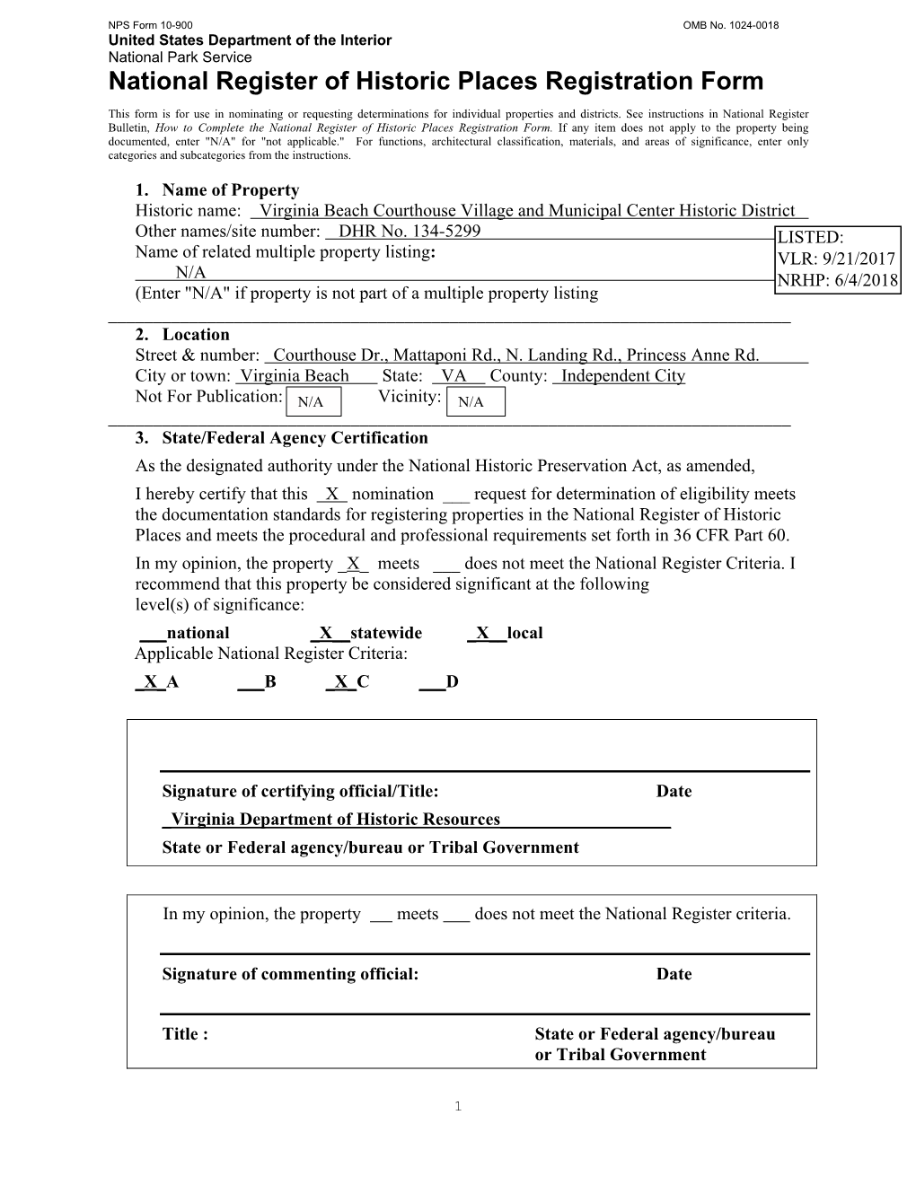 National Register of Historic Places Registration Form