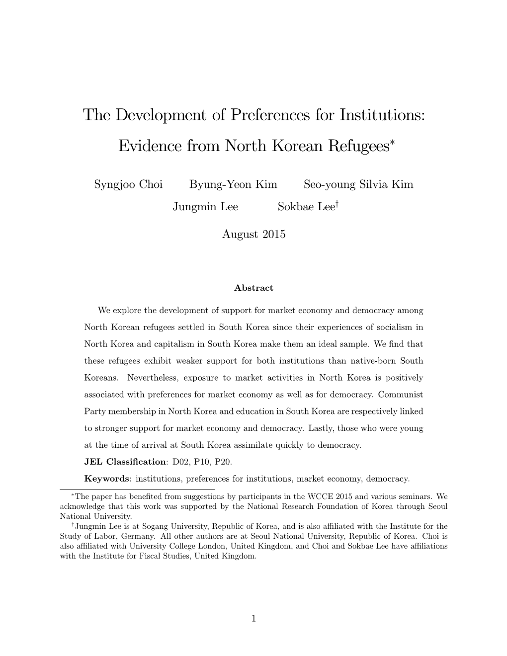 The Development of Preferences for Institutions: Evidence from North