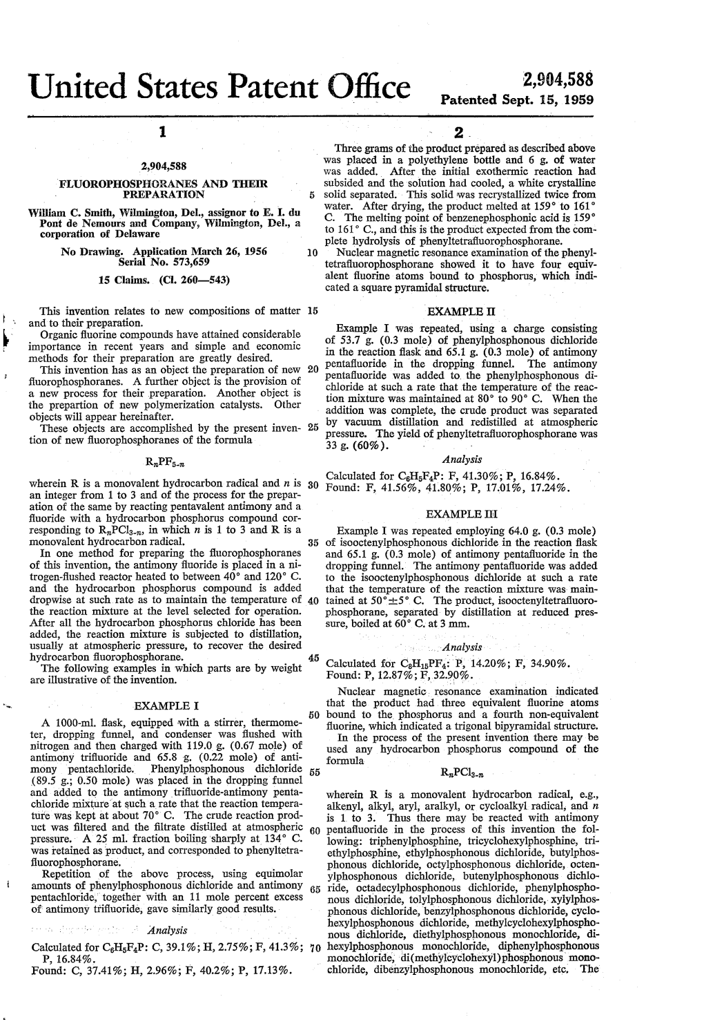 United States Patent Office Patented Sept