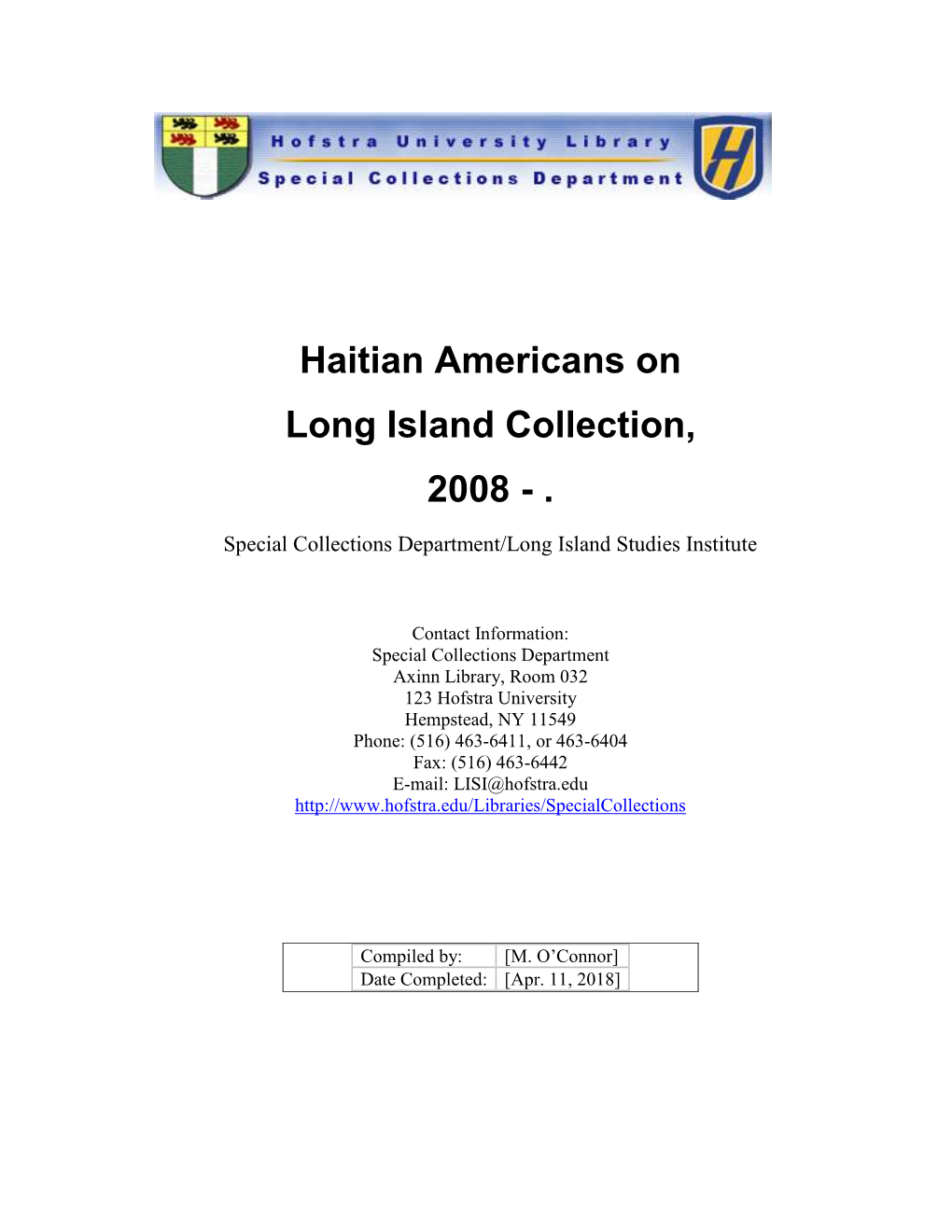 Haitian Americans on Long Island Collection, 2008