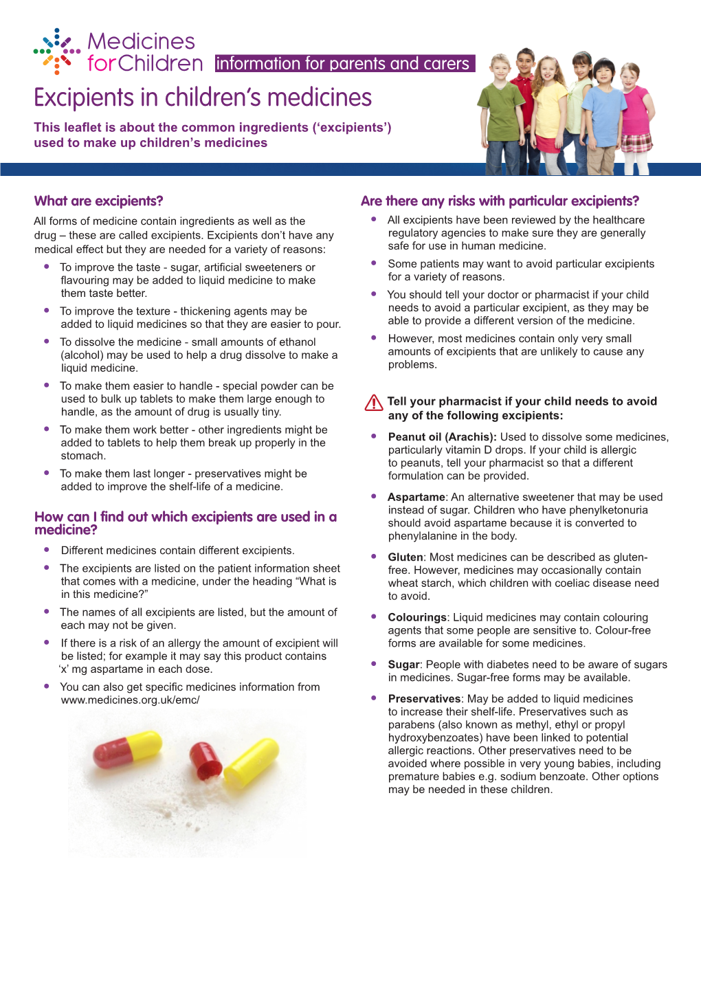 Excipients in Children's Medicines