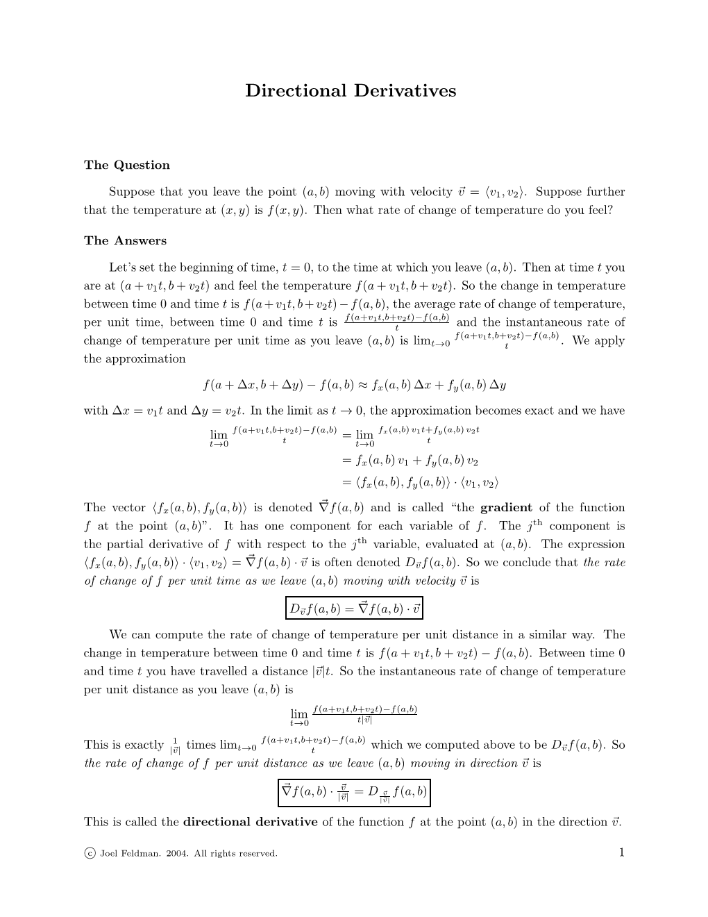 Directional Derivatives