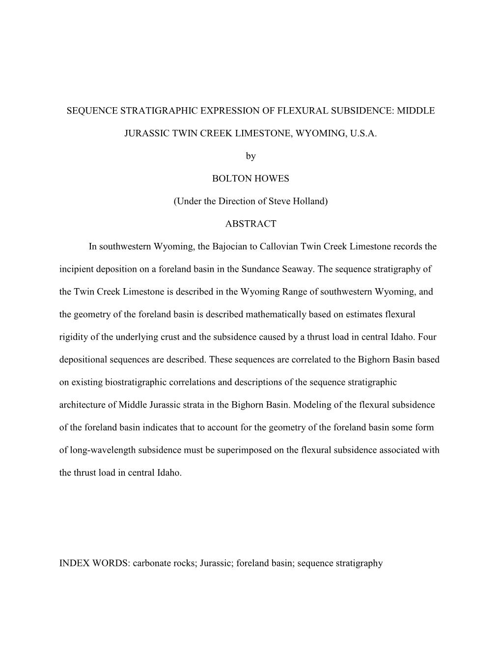 Sequence Stratigraphic Expression of Flexural Subsidence: Middle