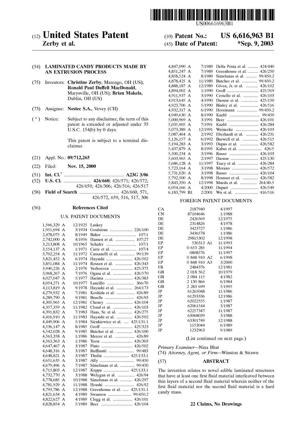 (12) United States Patent (10) Patent No.: US 6,616,963 B1